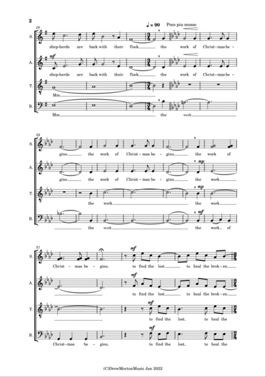 The Work (The spirit of Christmas) 4-Part scores gallery preview page 2