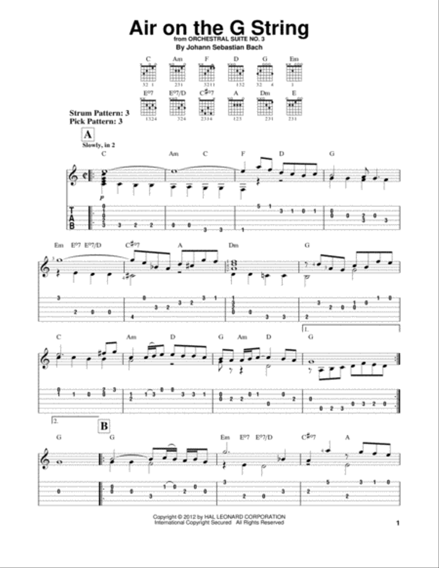 Air On The G String Acoustic Guitar scores gallery preview page 1