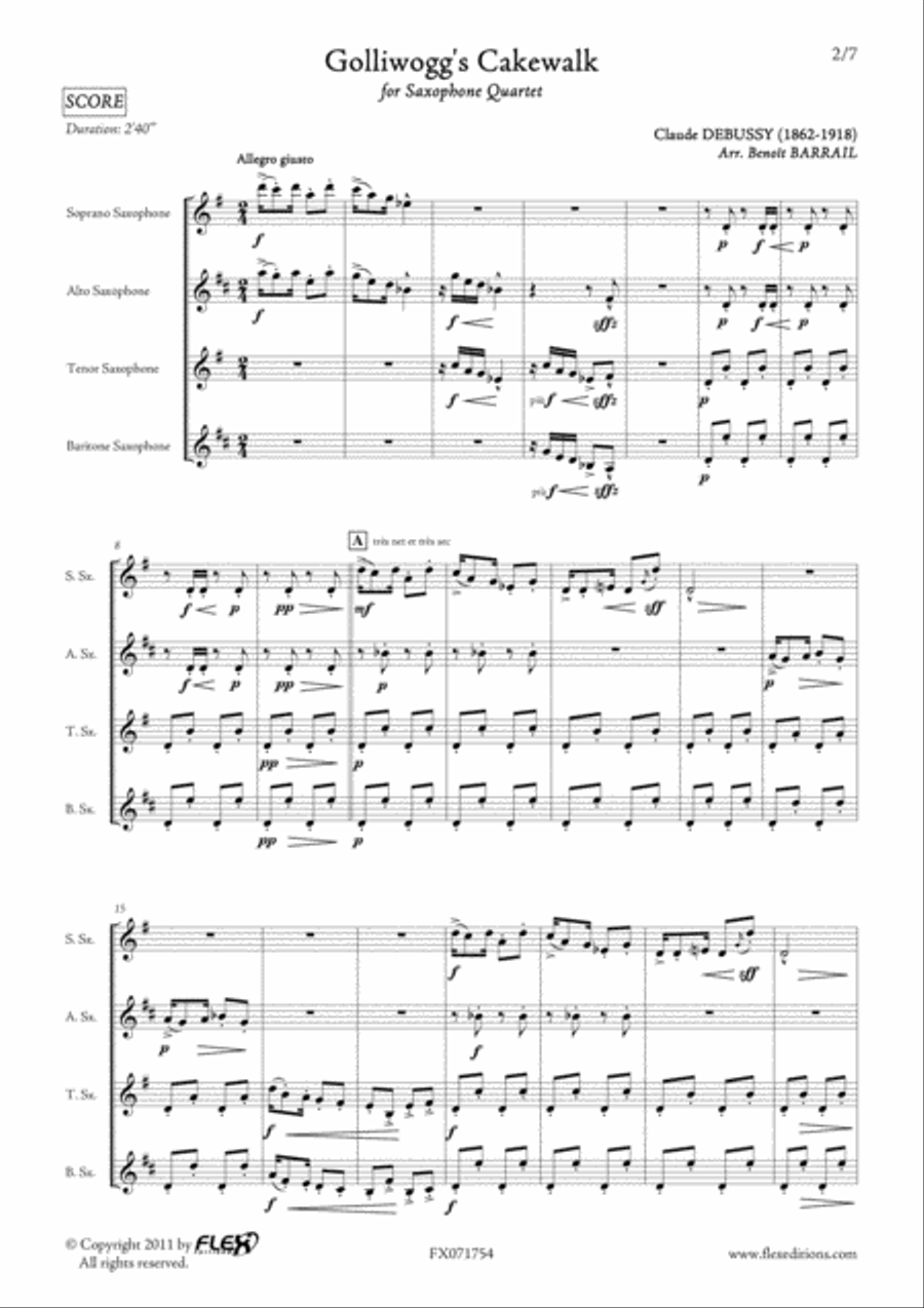 Golliwogg's Cakewalk Saxophone Quartet scores gallery preview page 2