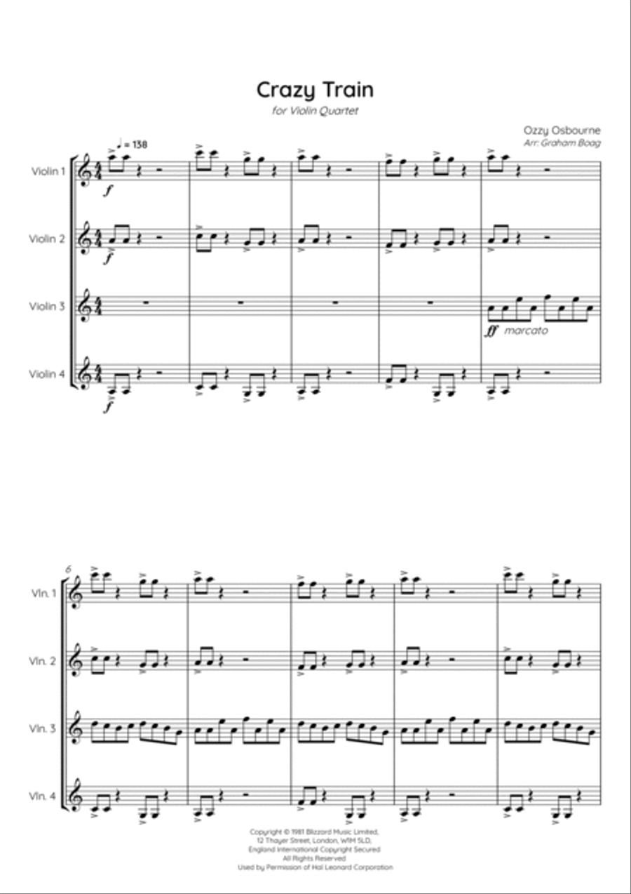 Crazy Train Violin Solo scores gallery preview page 3