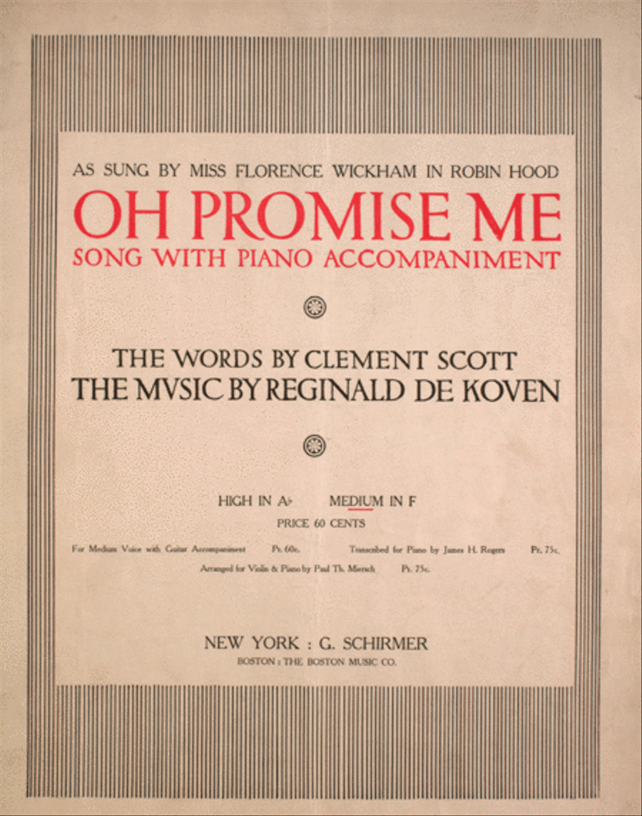 Oh, Promise Me! Song Voice scores gallery preview page 1