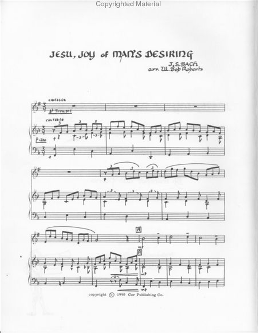 Jesu, Joy of Man's Desiring (Wilfred Bob Roberts) Trumpet Solo scores gallery preview page 2