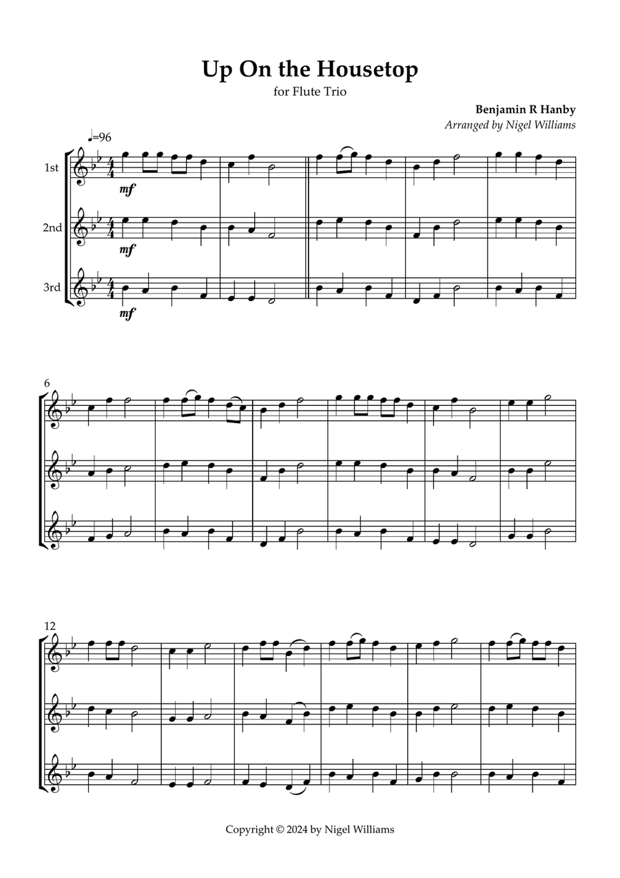 Up On the Housetop Flute Trio scores gallery preview page 3