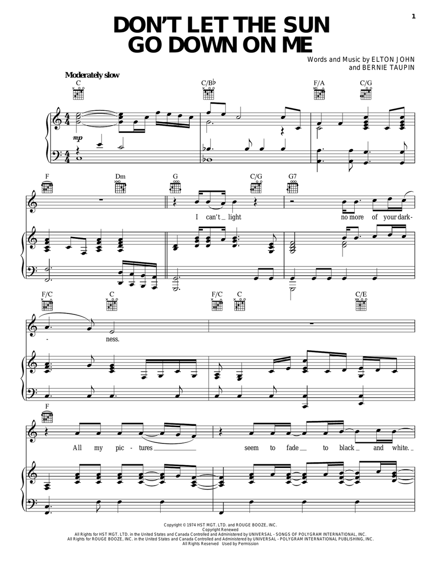 Don't Let The Sun Go Down On Me Acoustic Guitar scores gallery preview page 1