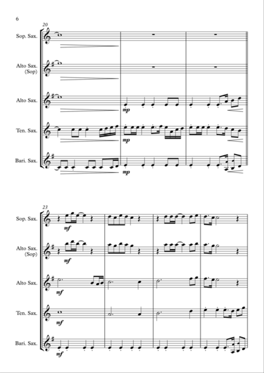 Eye Of The Tiger Eye Of The Tiger Saxophone Quartet scores gallery preview page 6