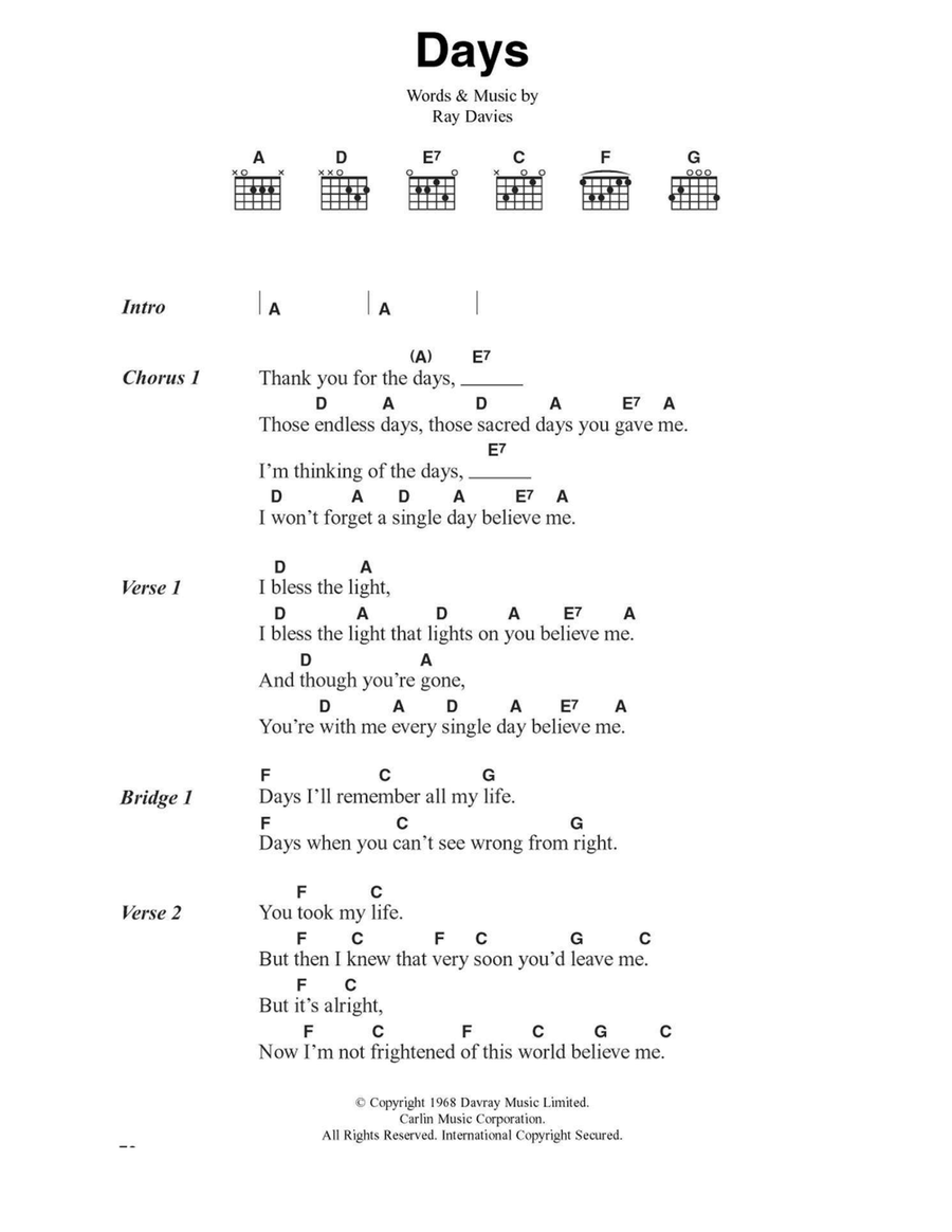 Days Acoustic Guitar scores gallery preview page 1