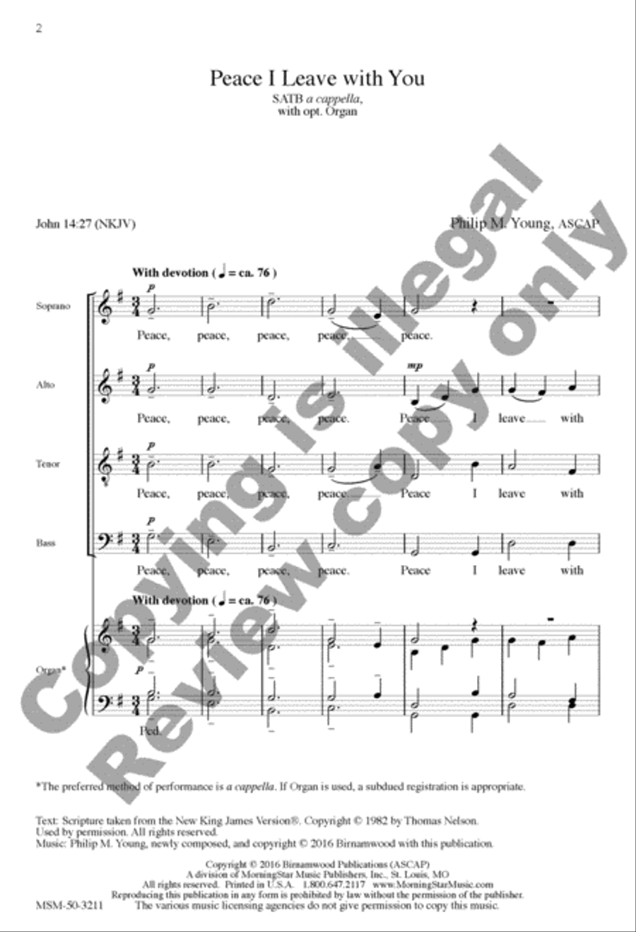 Peace I Leave with You 4-Part scores gallery preview page 8