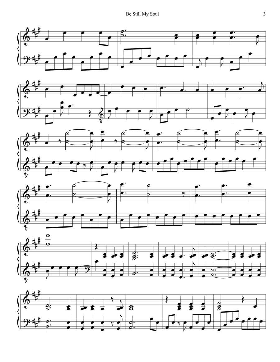 PIANO - Be Still My Soul (Piano Hymns Sheet Music PDF) Piano Solo scores gallery preview page 3
