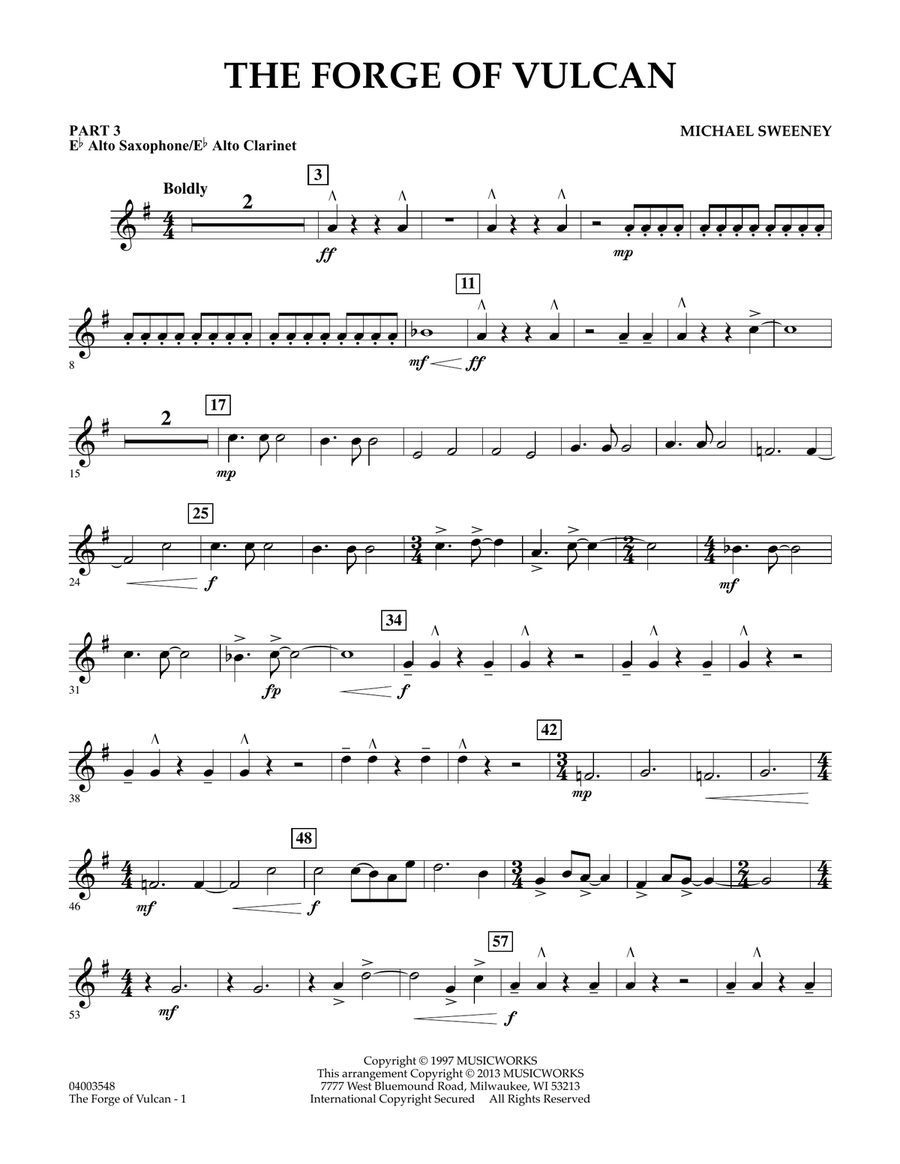 The Forge of Vulcan - Pt.3 - Eb Alto Sax/Alto Clar. Concert Band scores gallery preview page 1