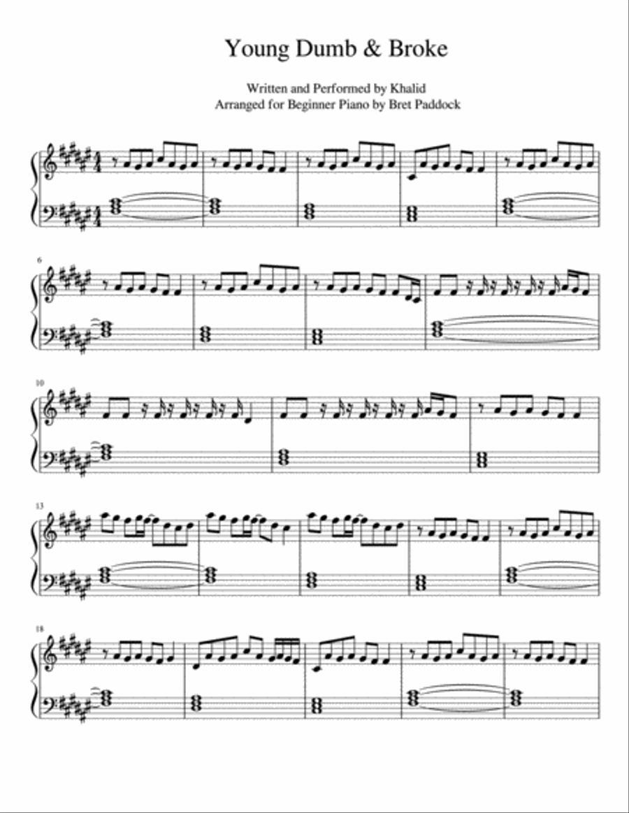 Young, Dumb And Broke Easy Piano scores gallery preview page 1