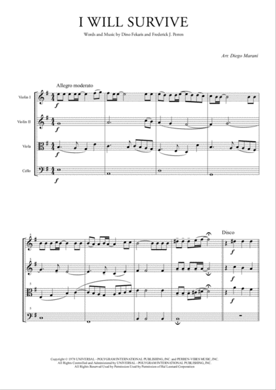 I Will Survive String Quartet scores gallery preview page 1