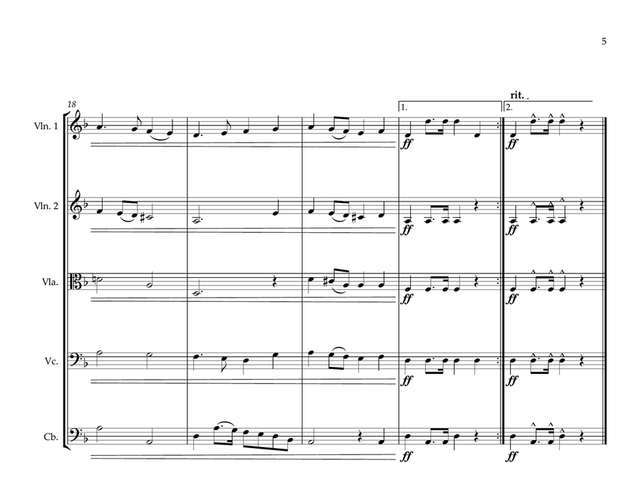 Romanian National Anthem (Deșteaptă-te, române!) for String Orchestra Brass Quintet scores gallery preview page 5