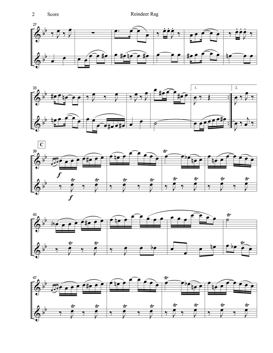 Reindeer Rag for Sax Duet Woodwind Duet scores gallery preview page 3