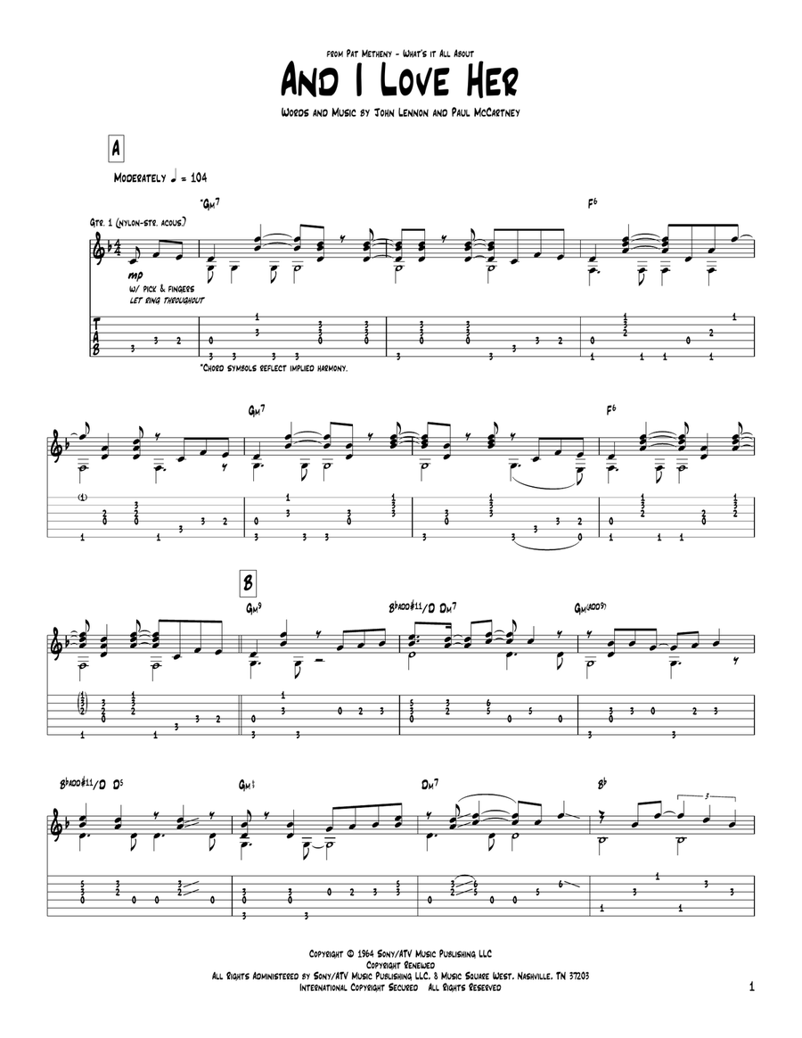 And I Love Her Acoustic Guitar scores gallery preview page 1