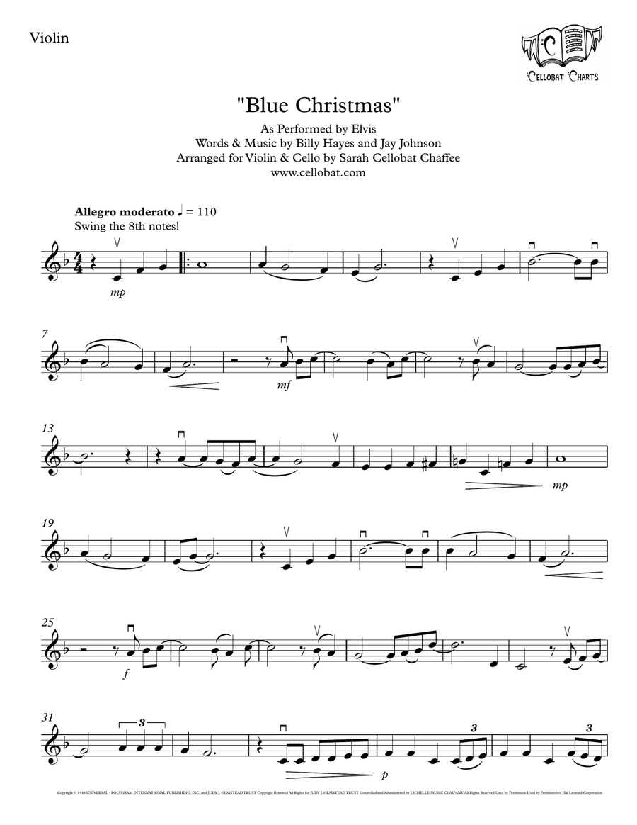 Blue Christmas String Duet scores gallery preview page 4
