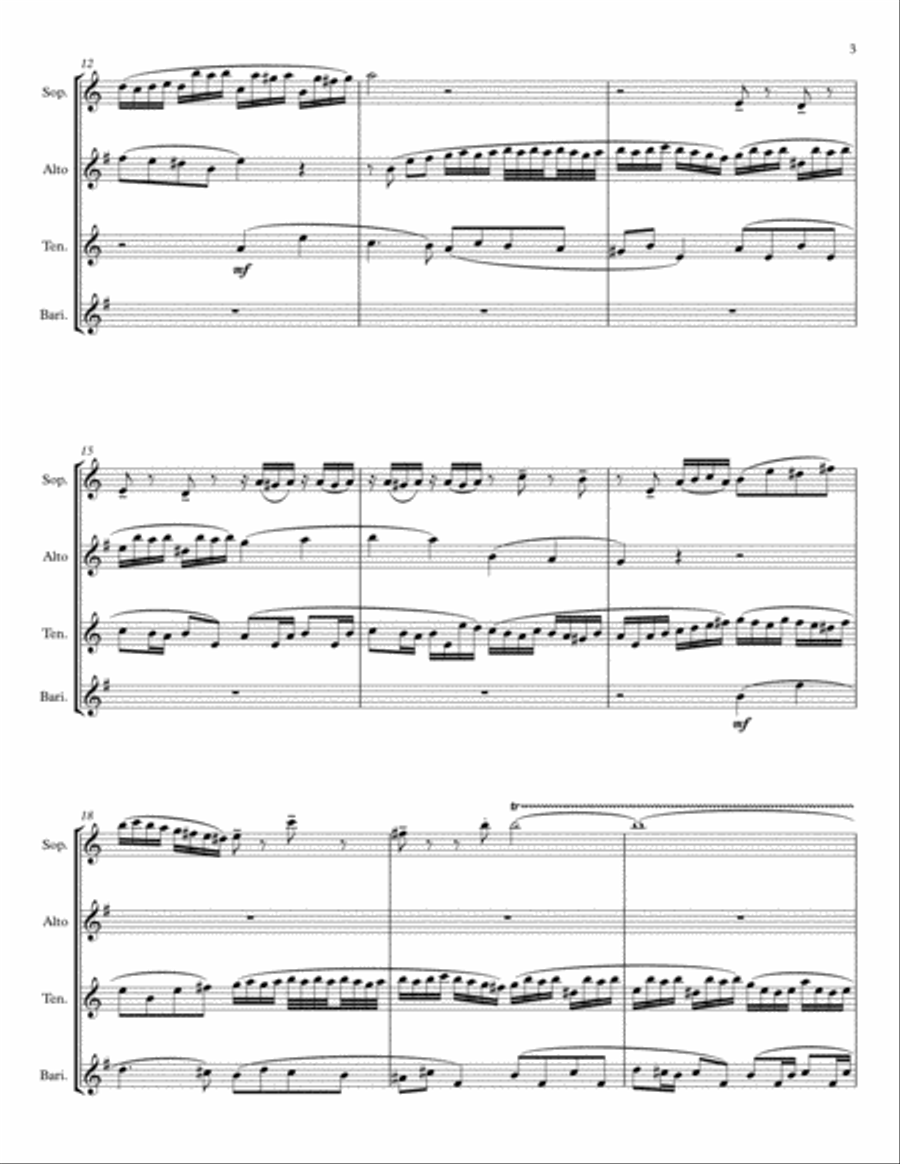 Little Fugue in G Minor, BWV 578 for Saxophone Quartet Little Fugue in G Minor, BWV 578 for Saxophone Quartet Saxophone Quartet scores gallery preview page 3