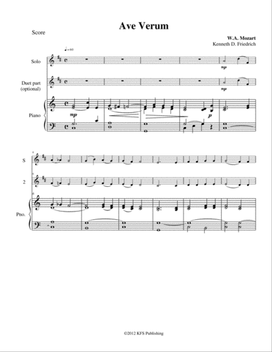 Ave Verum Tenor Saxophone scores gallery preview page 1