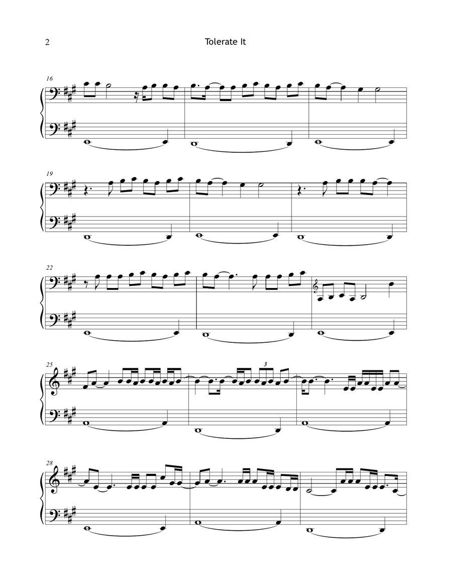 Tolerate It Easy Piano scores gallery preview page 2
