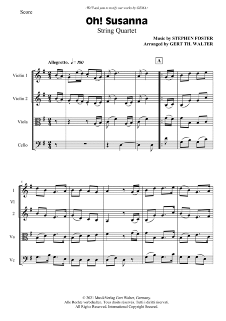 Oh! Susanna Piano Quintet scores gallery preview page 4