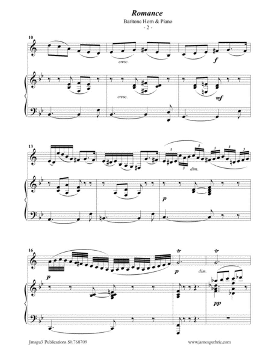 Fauré: Romance Op. 28 for Baritone Horn & Piano Baritone Horn scores gallery preview page 2