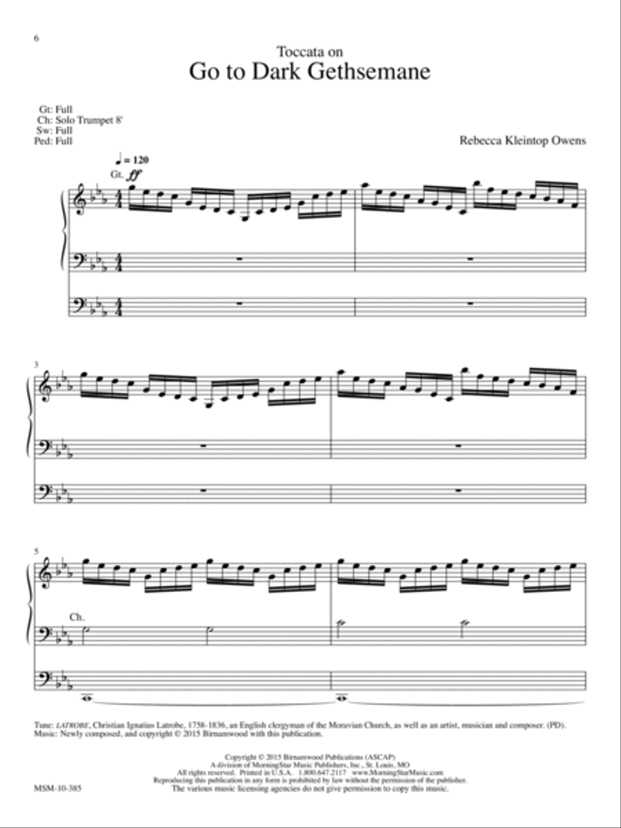 Toccata on Go to Dark Gethsemane Organ scores gallery preview page 1