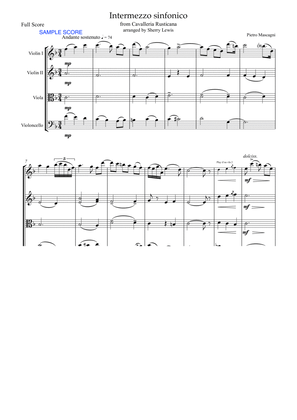 Book cover for INTERMEZZO SINFONICO from 'Cavalleria Rusticana', Pietro Mascagni, String Quartet, Intermediate Lev