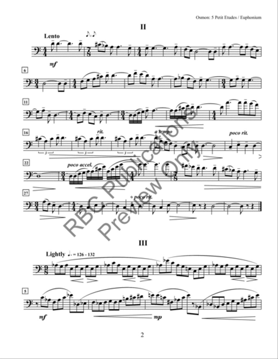 Five Petit Etudes Euphonium Or Baritone B.C. Five Petit Etudes Euphonium Or Baritone B.C. Baritone Horn BC scores gallery preview page 5