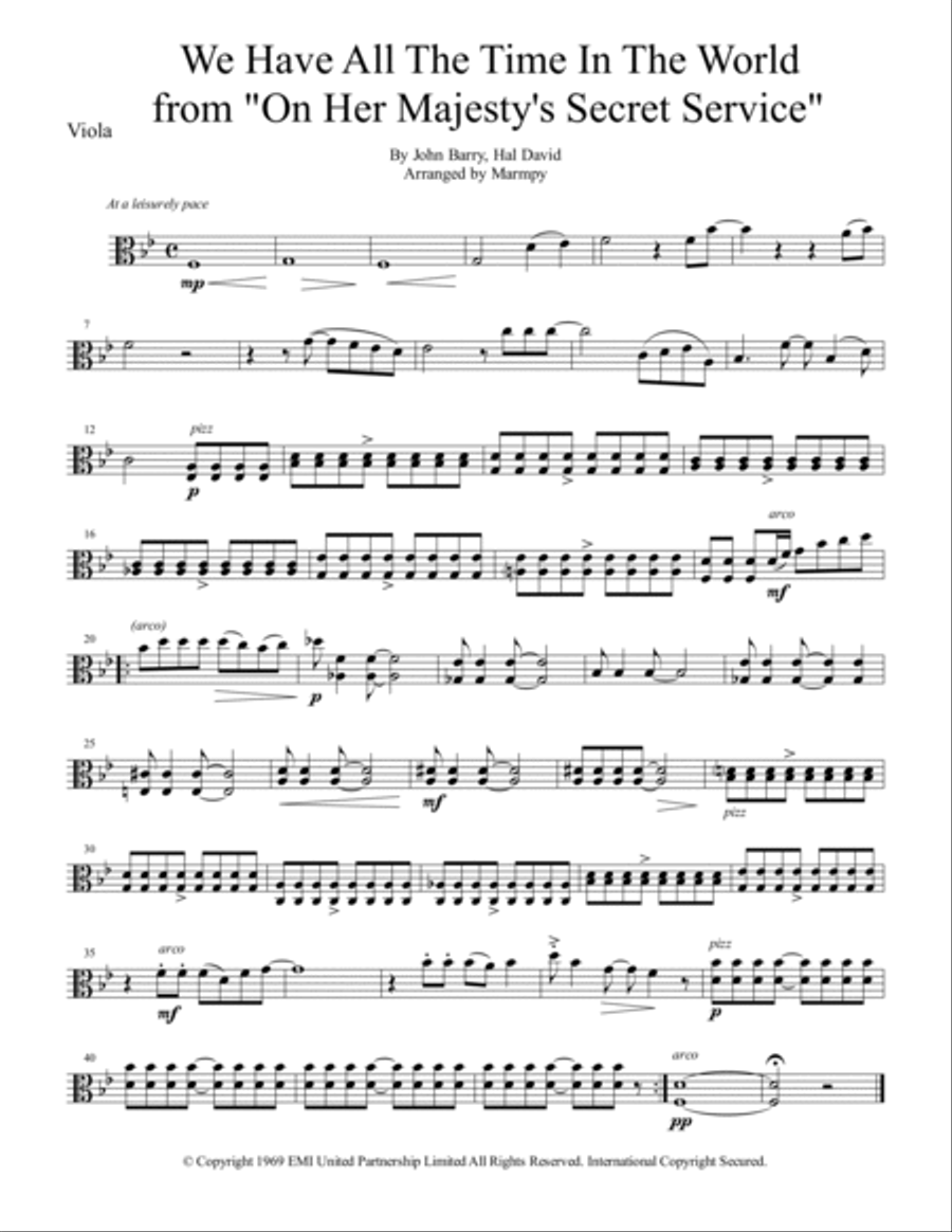 We Have All The Time In The World String Quartet scores gallery preview page 3