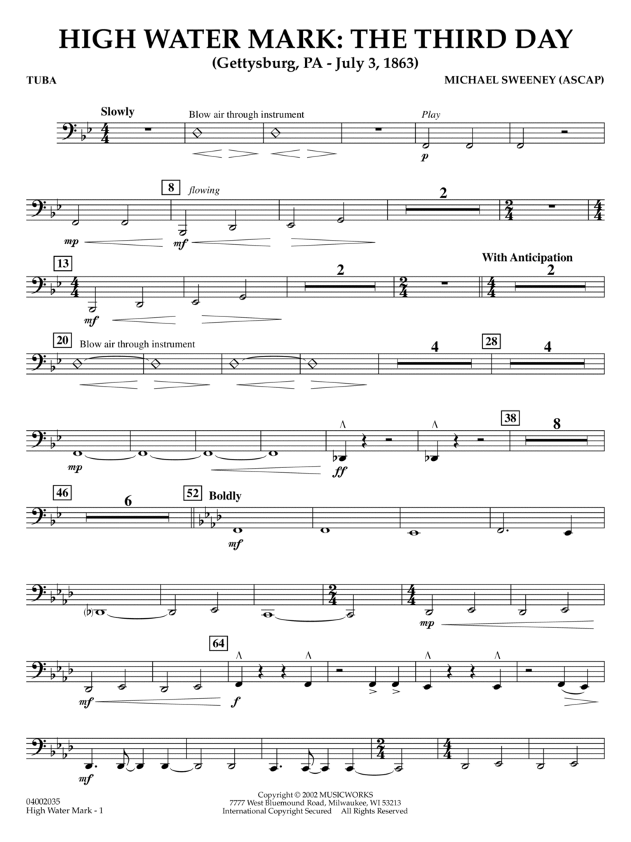 High Water Mark: The Third Day - Tuba Concert Band scores gallery preview page 1