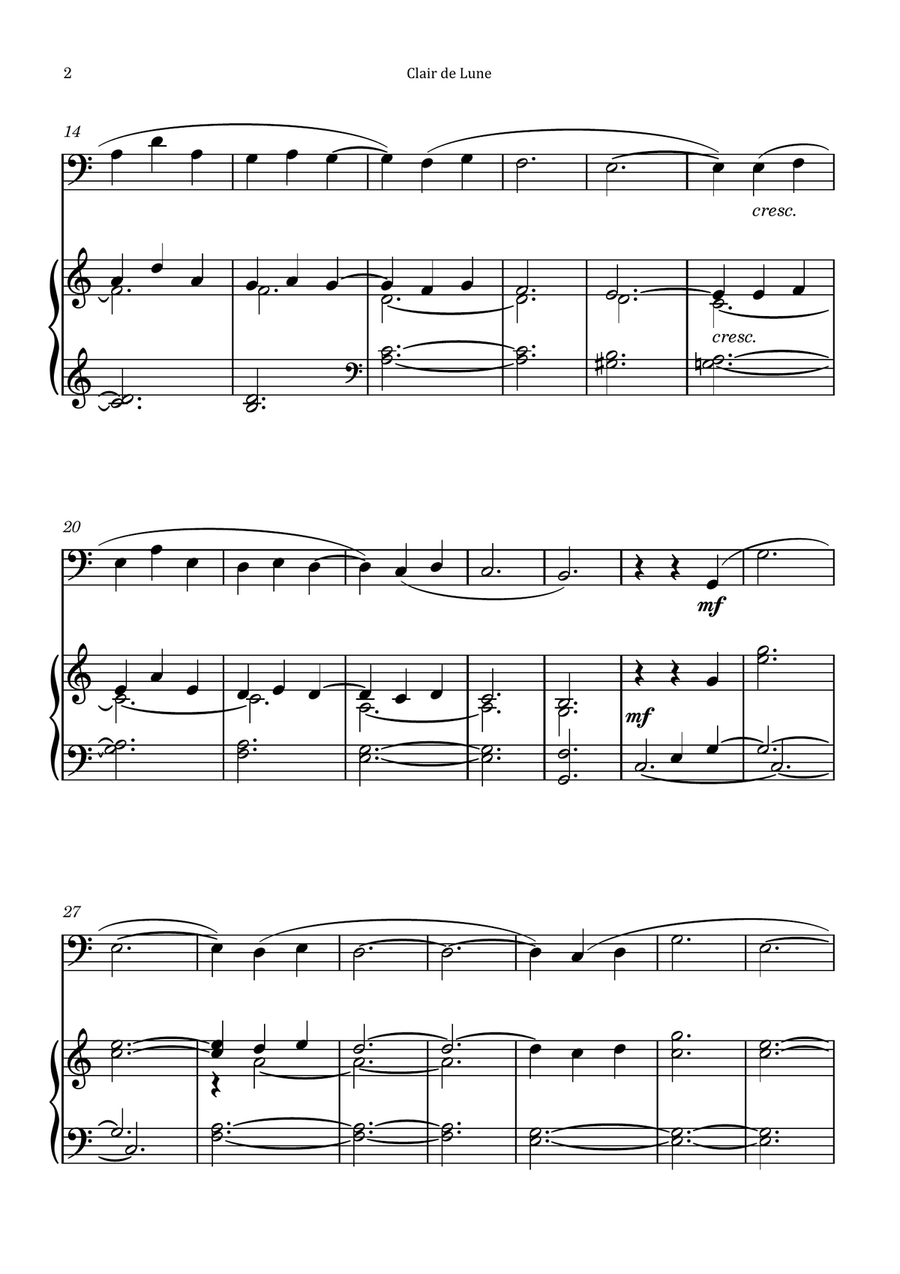 Clair de Lune by Debussy - Bassoon and Piano Chamber Music scores gallery preview page 2