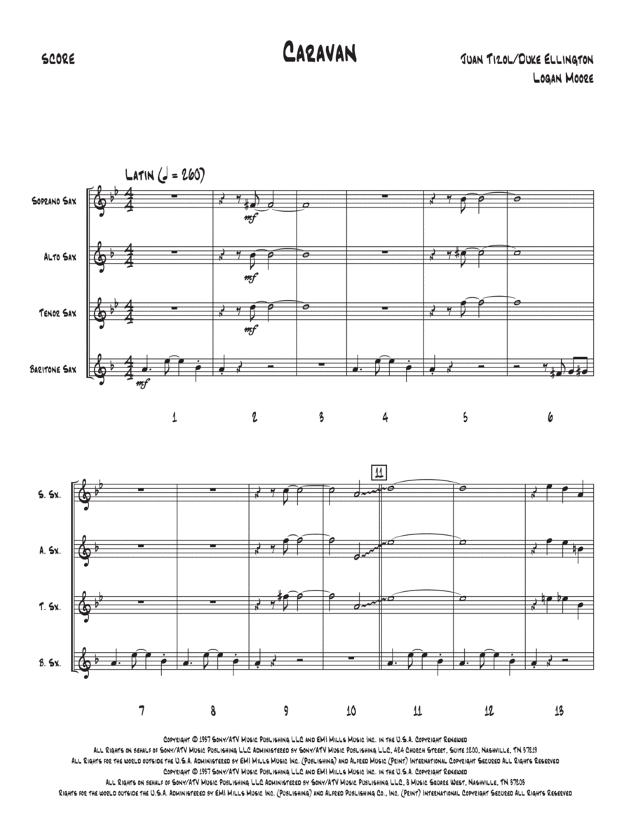 Caravan Caravan Saxophone Quartet scores gallery preview page 1