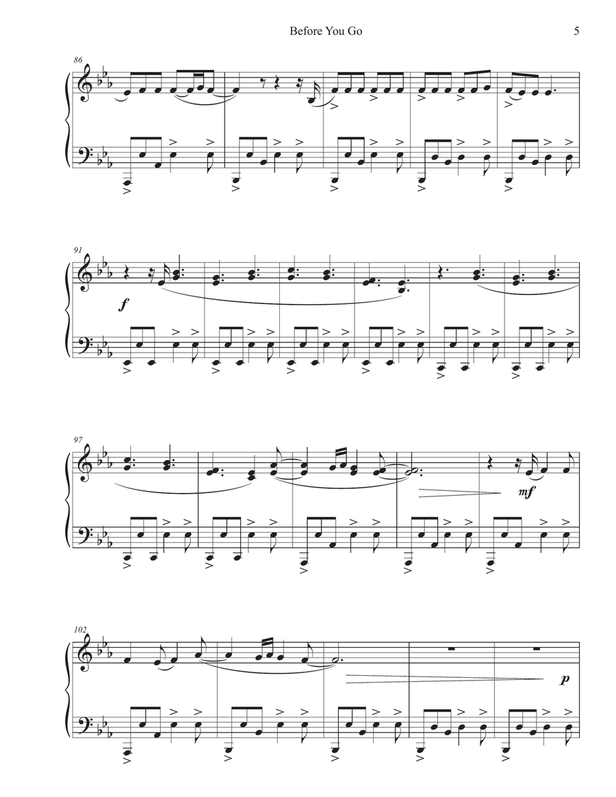 Before You Go Piano Solo scores gallery preview page 5