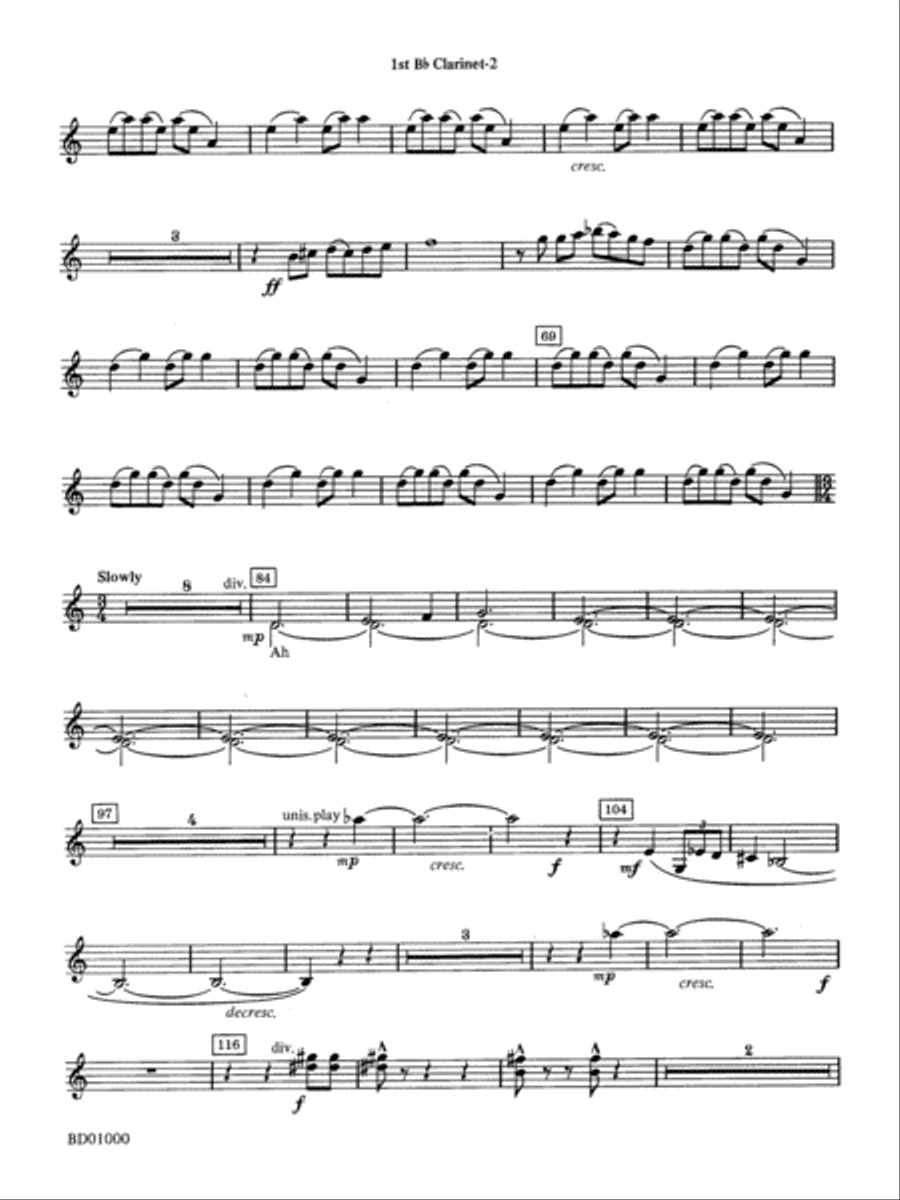 Chant Rituals: 1st B-flat Clarinet Concert Band scores gallery preview page 2