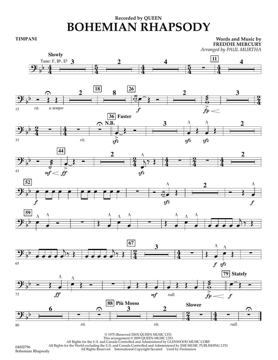 Bohemian Rhapsody - Timpani Concert Band scores gallery preview page 1