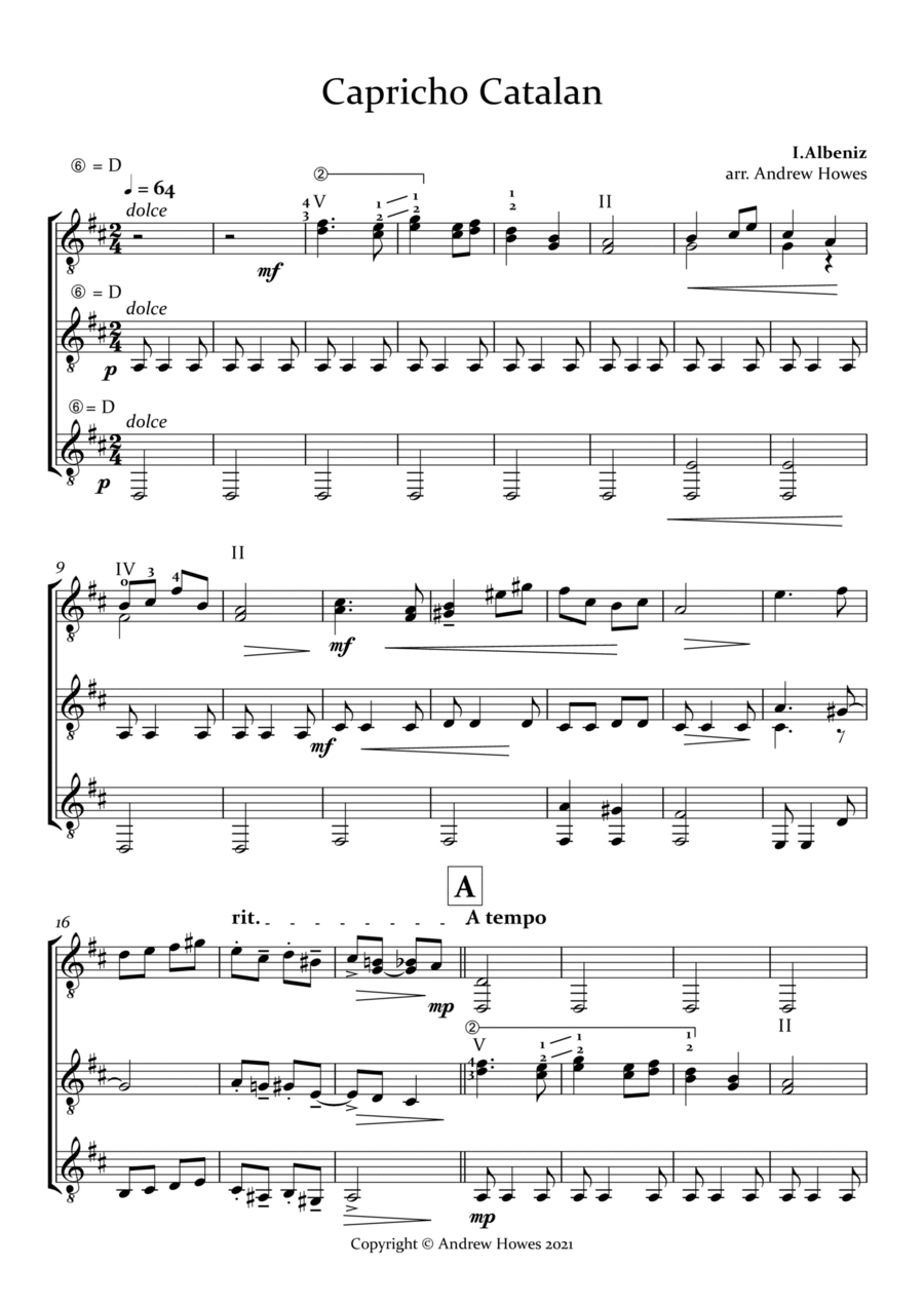 Capricho Catalán - Guitar Trio Guitar Ensemble scores gallery preview page 1