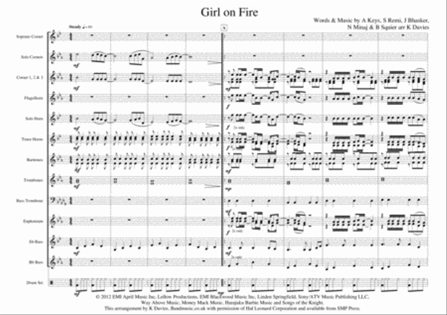 Girl On Fire Small Ensemble scores gallery preview page 1
