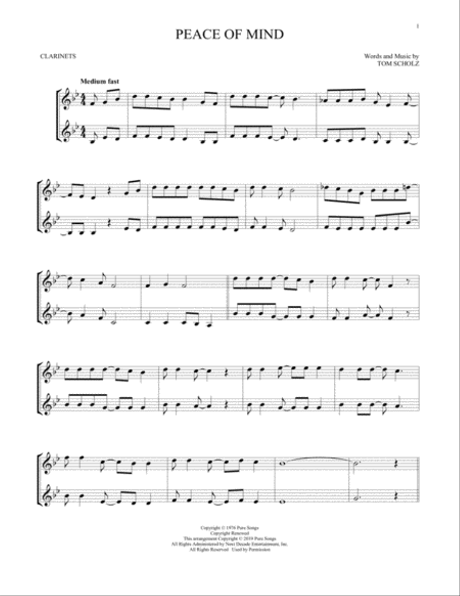 Peace Of Mind Clarinet Duet scores gallery preview page 1