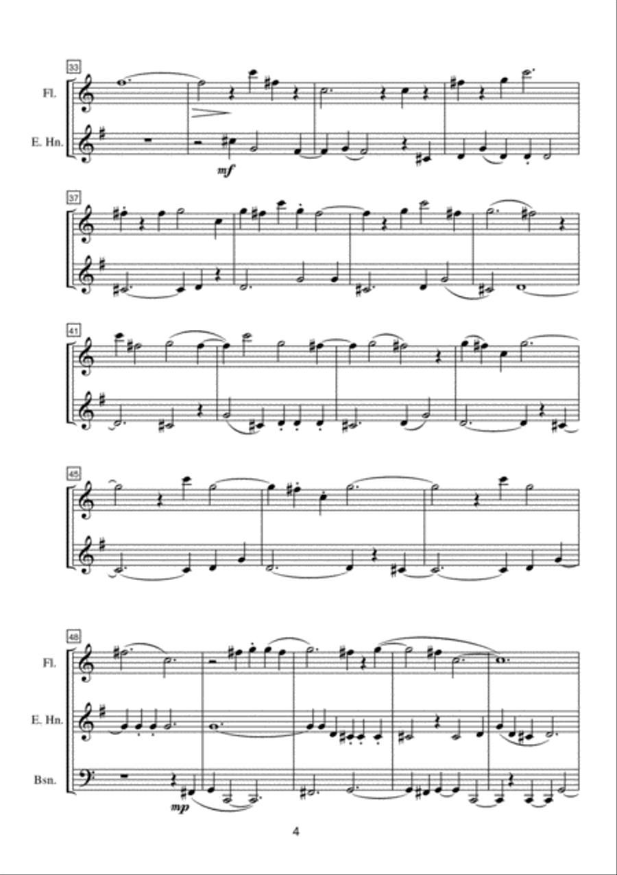 Anónimo for Flute, English Horn, Clarinet and Bassoon English Horn scores gallery preview page 3