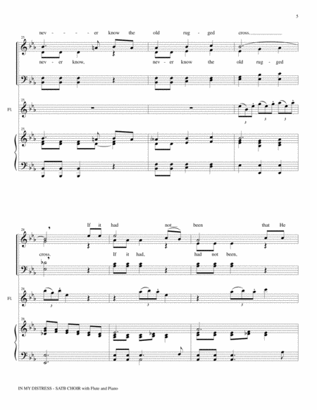 IN MY DISTRESS (SATB CHOIR with Flute & Piano) image number null