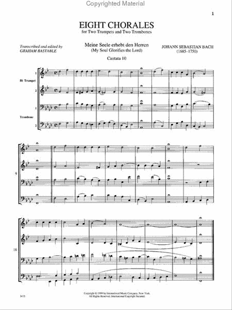 Eight Chorales For 2 Trumpets & 2 Trombones Set of Parts scores gallery preview page 2