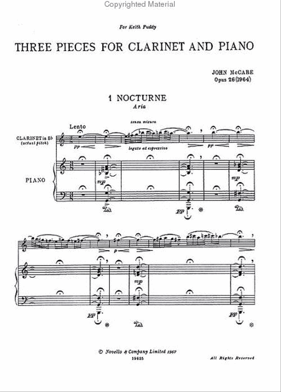 John McCabe: Three Pieces For Clarinet And Piano