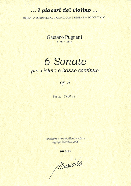 6 Violin Sonatas op. 3 (Paris, 1760 ca.)