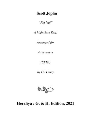 Book cover for Fig leaf : a high class Rag. (arrangement for 4 recorders)