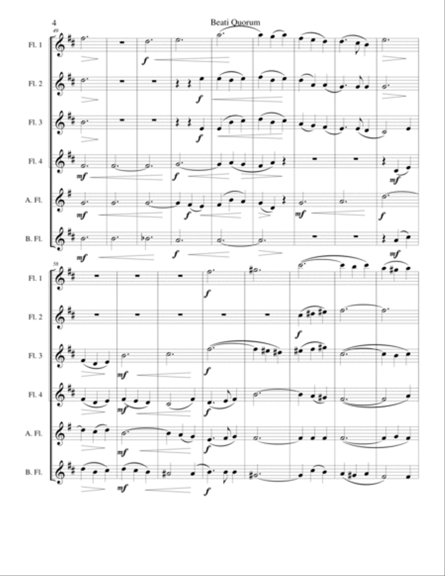 Beati Quorum Via for flute sextet or flute choir Chamber Orchestra scores gallery preview page 4