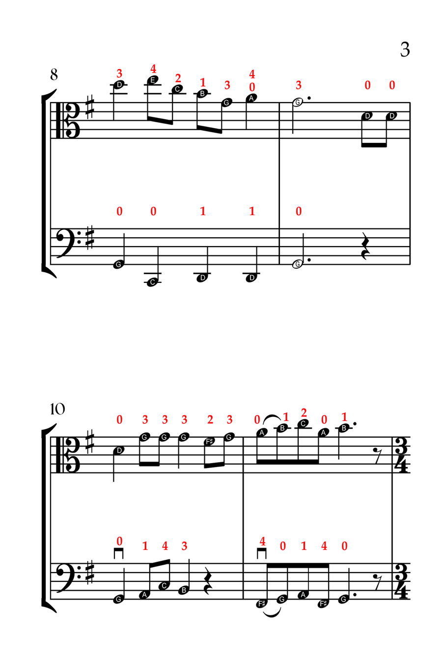 The Twelve Days of Christmas (VIOLA AND CELLO - EASY LEVEL) String Duet scores gallery preview page 4