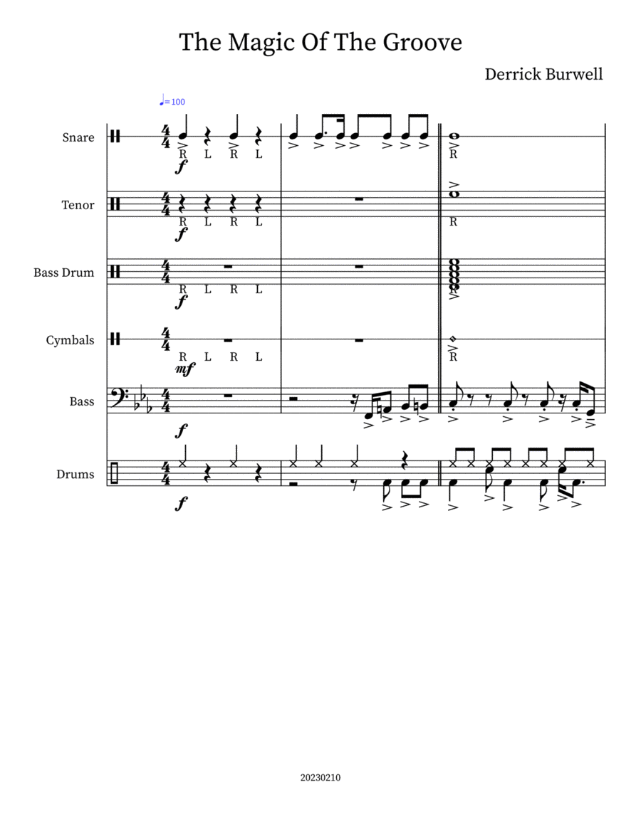 The Magic Of The Groove The Magic Of The Groove Marching Band scores gallery preview page 1