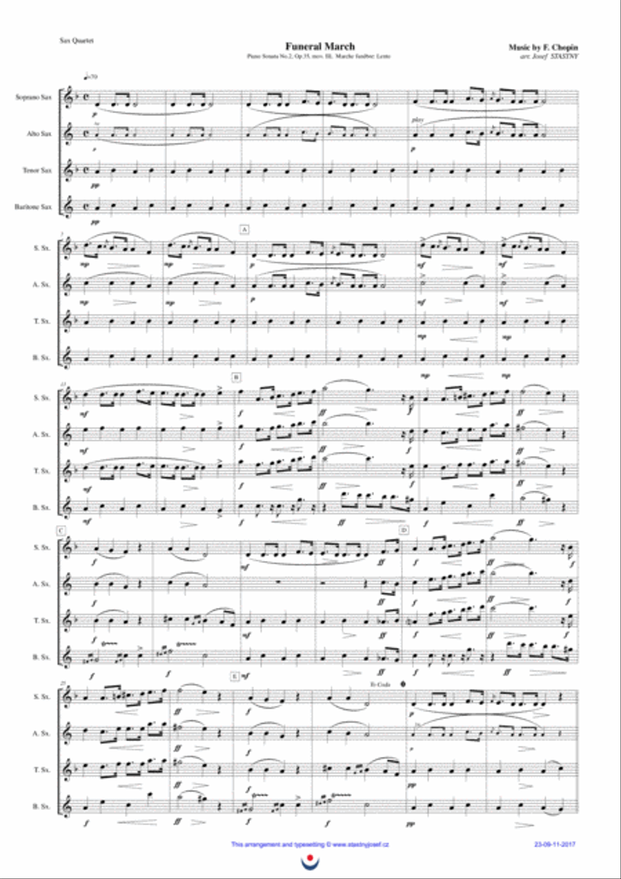 Funeral March (Chopin) Funeral March (Chopin) Woodwind Quartet scores gallery preview page 1