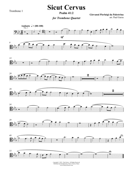 Sicut cervus, motet for Trombone Quartet