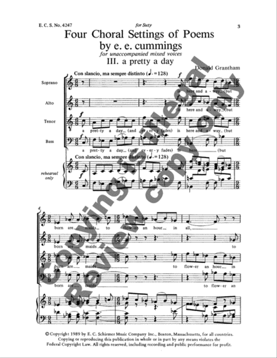 four e.e. cummings poems: 3. a pretty a day 4-Part scores gallery preview page 6