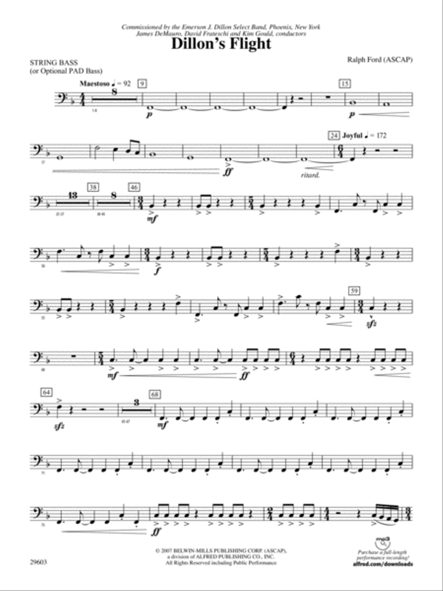 Dillon's Flight: String Bass Concert Band scores gallery preview page 1
